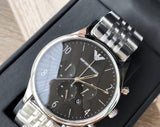 Emporio Armani Beta Chronograph Black Dial Steel Strap Watch For Men - AR1863 Authentic Buy Shop Now