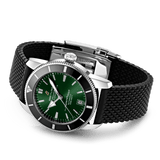 Breitling Superocean Heritage B20 Automatic 42 Green Dial Black Mesh Bracelet Watch for Women - AB2010121L1S1 Authentic Buy Shop Now