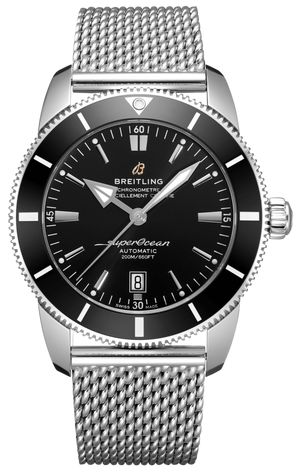 Breitling Superocean Heritage B20 Automatic 46 Black Dial Silver Mesh Bracelet Watch for Men - AB2020121B1A1 Authentic Buy Shop Now