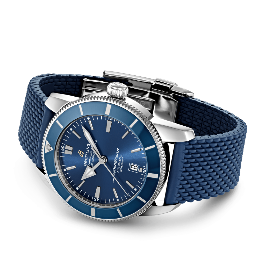 Breitling Superocean Heritage B20 Automatic 46 Blue Dial Blue Mesh Bracelet Watch for Men - AB2020161C1S1 Authentic Buy Shop Now