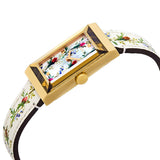 Gucci G-Frame Floral Mother of Pearl Dial White Leather Strap Watch For Women - YA147407 Authentic Buy Shop Now