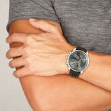 Hugo Boss Time One Chronograph Black Dial Black Leather Strap Watch for Men - 1513430 Authentic Buy Shop Now