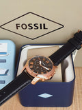Fossil Grant Chronograph Grey Dial Black Leather Strap Watch for Men - FS5085 Authentic Buy Shop Now