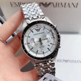 Emporio Armani Sportivo Chronograph Silver Dial Silver Steel Strap Watch For Men - AR6073 Authentic Buy Shop Now