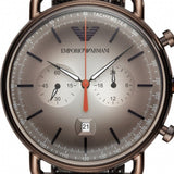 Emporio Armani Aviator Chronograph Grey Dial Brown Mesh Bracelet Watch For Men - AR11169 Authentic Buy Shop Now