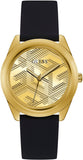 Guess Cubed Analog Gold Dial Black Silicone Strap Watch For Women - GW0665L1 Authentic Buy Shop Now