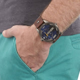 Diesel Mini Daddy Analog Blue Dial Brown Leather Strap Watch For Men - DZ7339 Authentic Buy Shop Now