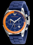 Emporio Armani Chronograph Blue Dial Blue Rubber Strap Watch For Men - AR5864 Authentic Buy Shop Now