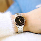 Gucci GG2570 Diamonds Black Dial Silver Steel Strap Watch For Women - YA142503 Authentic Buy Shop Now