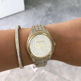 Michael Kors Lauryn Crystals Gold Dial Gold Steel Strap Watch For Women - MK3930 Authentic Buy Shop Now