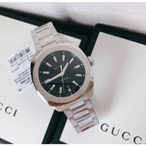 Gucci GG2570 Quartz Black Dial Silver Steel Strap Watch For Men - YA142301 Authentic Buy Shop Now