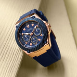 Guess Legacy Chronograph Blue Dial Blue Rubber Strap Watch For Men - W1049G9 Authentic Buy Shop Now