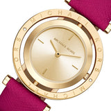 Michael Kors Averi Gold Dial Pink Leather Strap Watch for Women - MK2525 Authentic Buy Shop Now
