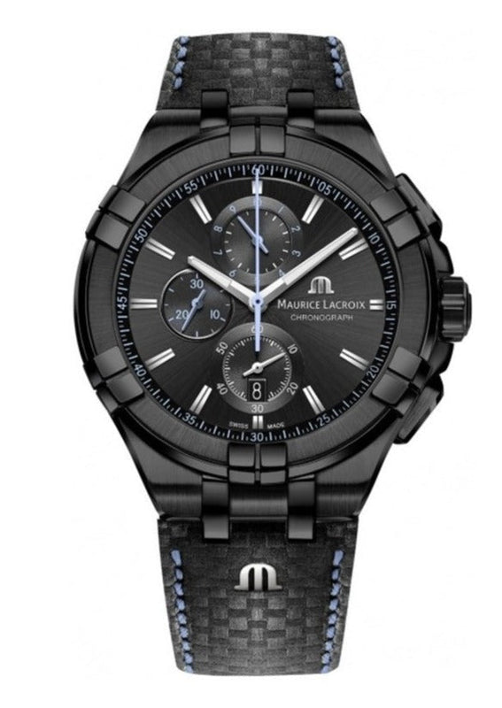 Maurice Lacroix Aikon Chronograph Limited Edition Black Dial Black Leather Strap Watch for Men - AI1018-PVB01-337-1 Authentic Buy Shop Now