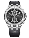 Maurice Lacroix Aikon Chronograph Black Dial Black Leather Strap Watch for Men - AI1018-SS001-330-1 Authentic Buy Shop Now