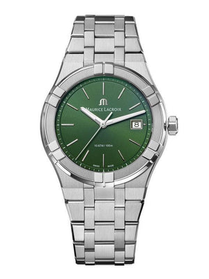 Maurice Lacroix Aikon Date Quartz Green Dial Silver Steel Strap Watch for Men - AI1108-SS002-630-1 Authentic Buy Shop Now