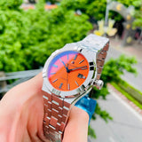 Maurice Lacroix Aikon Automatic Date Orange Dial Silver Steel Strap Watch For Men - AI6008-SS00F-530-E Authentic Buy Shop Now