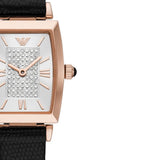 Emporio Armani Gianni T Bar Quartz White Dial Black Leather Strap Watch For Women - AR11408 Authentic Buy Shop Now