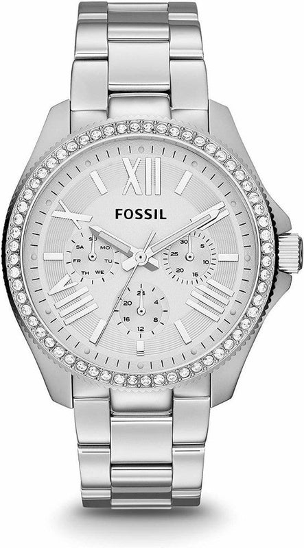 Fossil Cecile Chronograph Silver Dial Silver Steel Strap Watch for Women - AM4481 Authentic Buy Shop Now