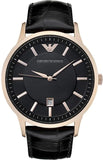 Emporio Armani Renato Quartz Black Dial Black Leather Strap Watch For Men - AR2425 Authentic Buy Shop Now