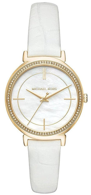 Michael Kors Cinthia Mother of Pearl Dial White Leather Strap Watch for Women - MK2662 Authentic Buy Shop Now
