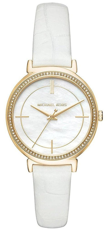 Michael Kors Cinthia Mother of Pearl Dial White Leather Strap Watch for Women - MK2662 Authentic Buy Shop Now