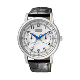 Citizen Eco Drive Silver Dial Black Leather Strap Watch For Men - AO9000-06B Authentic Buy Shop Now