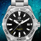 Tag Heuer Aquaracer Black Dial Silver Steel Strap Watch for Men - WBD1110.BA0928 Authentic Buy Shop Now