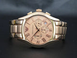 Emporio Armani Valente Chronograph Rose Gold Dial Rose Gold Steel Strap Watch For Men - AR0365 Authentic Buy Shop Now