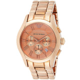 Emporio Armani Valente Chronograph Rose Gold Dial Rose Gold Steel Strap Watch For Men - AR0365 Authentic Buy Shop Now