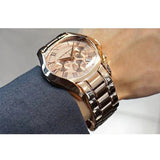 Emporio Armani Valente Chronograph Rose Gold Dial Rose Gold Steel Strap Watch For Men - AR0365 Authentic Buy Shop Now