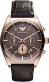 Emporio Armani Classic Chronograph Brown Dial Brown Leather Strap Watch for Men - AR0371 Authentic Buy Shop Now