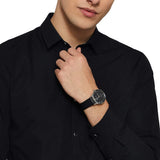 Emporio Armani Gianni Quartz Black Dial Black Leather Strap Watch For Men - AR0382 Authentic Buy Shop Now