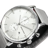 Emporio Armani Classic Chronograph Quartz Silver Dial Silver Mesh Bracelet Watch For Men - AR0390 Authentic Buy Shop Now