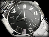 Emporio Armani Valente Black Dial Silver Steel Strap Watch For Men - AR0680 Authentic Buy Shop Now