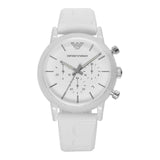 Emporio Armani Classic Chronograph White Dial White Rubber Strap Watch For Men - AR1054 Authentic Buy Shop Now