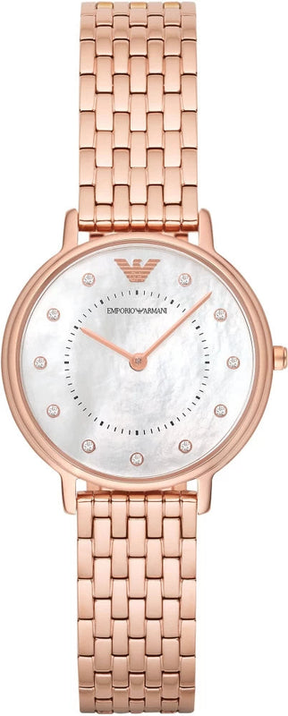 Emporio Armani Kappa Analog Mother of Pearl Dial Rose Gold Steel Strap Watch For Women - AR11006 Authentic Buy Shop Now