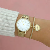 Emporio Armani Dress Analog Mother of Pearl Dial Gold Steel Strap Watch For Women - AR11007 Authentic Buy Shop Now