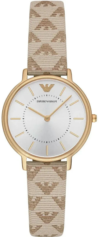 Emporio Armani Classic Kappa White Dial Brown Leather Strap Watch For Women - AR11009 Authentic Buy Shop Now