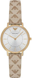 Emporio Armani Classic Kappa White Dial Brown Leather Strap Watch For Women - AR11009 Authentic Buy Shop Now