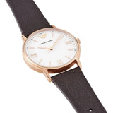 Emporio Armani Dress Quartz White Dial Brown Leather Strap Watch For Men - AR11011 Authentic Buy Shop Now