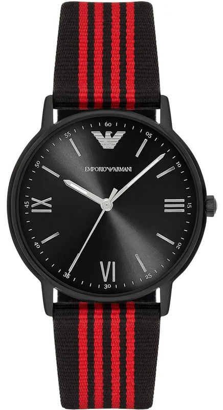 Emporio Armani Kappa Black Dial Two Tone NATO Strap Watch For Men - AR11015 Authentic Buy Shop Now