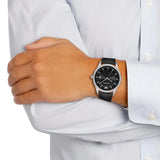 Emporio Armani Lambda Classic Quartz Black Dial Black Leather Strap Watch For Men - AR11020 Authentic Buy Shop Now