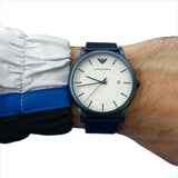 Emporio Armani Luigi Quartz White Dial Blue Mesh Bracelet Watch For Men - AR11025 Authentic Buy Shop Now
