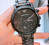 Emporio Armani Luigi Chronograph Black Dial Black Steep Strap Watch For Men - AR11045 Authentic Buy Shop Now