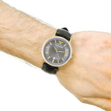 Emporio Armani Renato Quartz Grey Dial Black Leather Strap Watch For Men - AR11049 Authentic Buy Shop Now