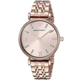 Emporio Armani T-Bar Gianni Rose Gold Dial Rose Gold Steel Strap Watch For Women - AR11059 Authentic Buy Shop Now