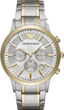 Emporio Armani Renato Chronograph Quartz Silver Dial Two Tone Steel Strap Watch For Men - AR11076 Authentic Buy Shop Now