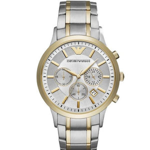 Emporio Armani Renato Chronograph Quartz Silver Dial Two Tone Steel Strap Watch For Men - AR11076 Authentic Buy Shop Now