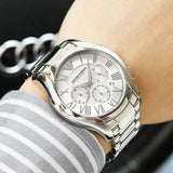 Emporio Armani Valente Chronograph Silver Dial Silver Steel Strap Watch For Men - AR11081 Authentic Buy Shop Now